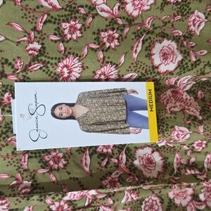 Jessica Simpson Green and Pink Floral Blouse